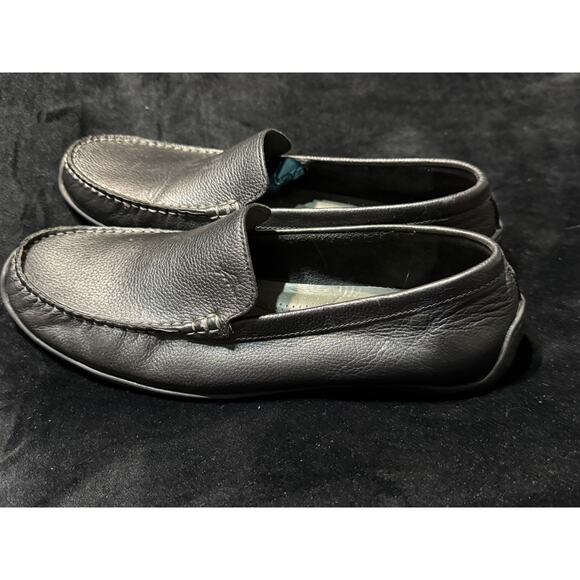 Tommy Bahama Mens Black Leather ORION Loafers Shoes 11.5